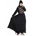 Embroidered pleated abaya- Black-Beige Embroidered pleated abaya- Black-Beige